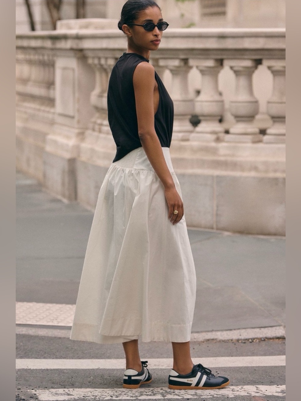 Anthropologie Classic White & Black Midi Dress
